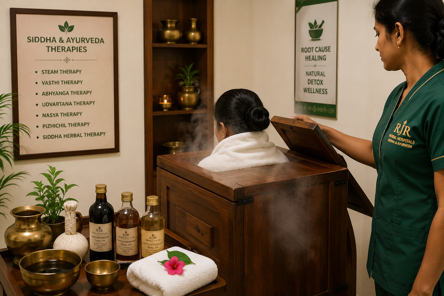 Ayurvedic Panchakarma Treatment Room in Urapakkam Chennai - RJR Herbal Hospitals